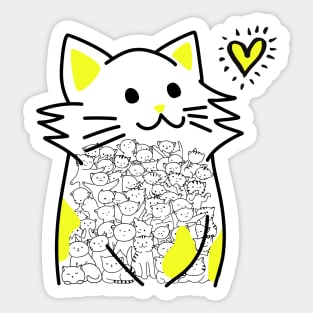 Cats Brighten Up My Heart (Yellow) Sticker